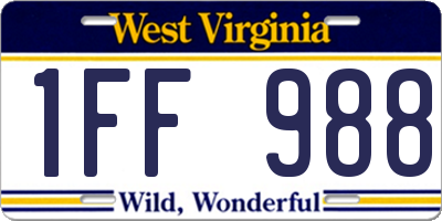 WV license plate 1FF988
