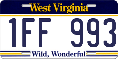 WV license plate 1FF993