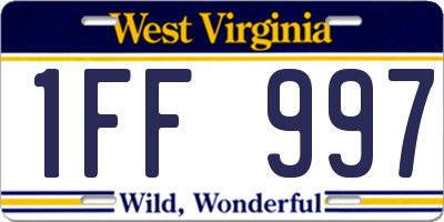 WV license plate 1FF997