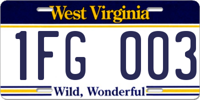 WV license plate 1FG003