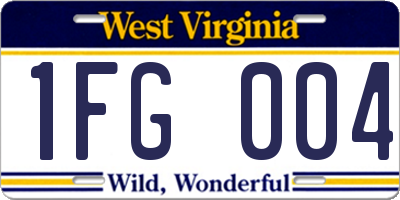 WV license plate 1FG004