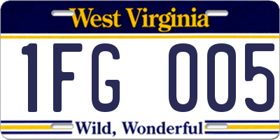 WV license plate 1FG005