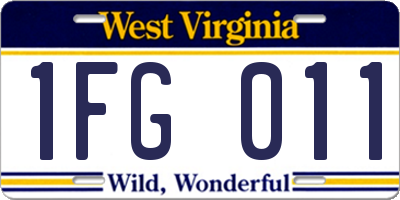 WV license plate 1FG011