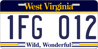 WV license plate 1FG012