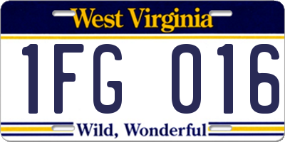 WV license plate 1FG016