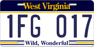 WV license plate 1FG017