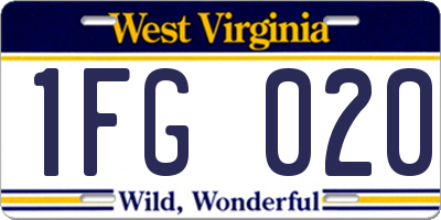 WV license plate 1FG020