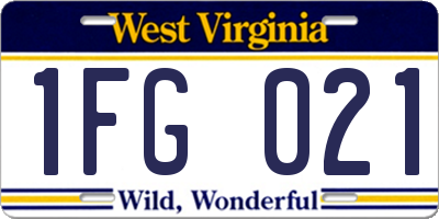WV license plate 1FG021