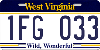 WV license plate 1FG033