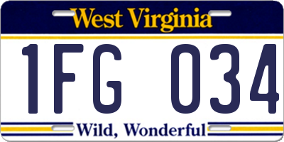 WV license plate 1FG034