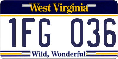 WV license plate 1FG036