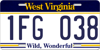 WV license plate 1FG038