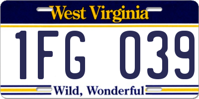 WV license plate 1FG039