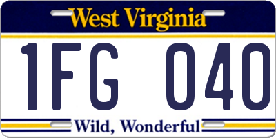 WV license plate 1FG040