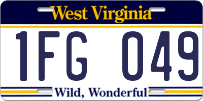 WV license plate 1FG049