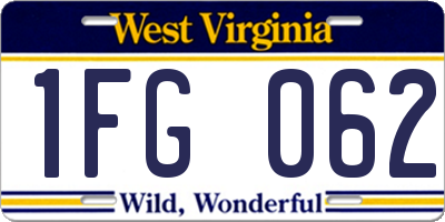 WV license plate 1FG062