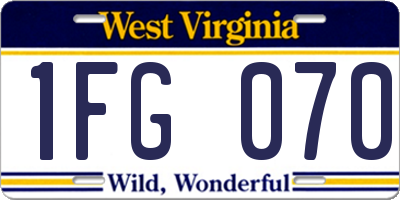 WV license plate 1FG070
