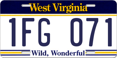 WV license plate 1FG071