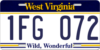 WV license plate 1FG072