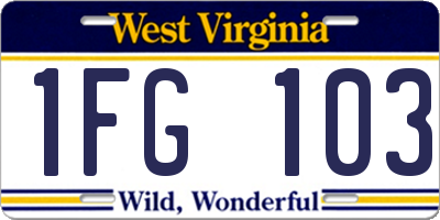 WV license plate 1FG103