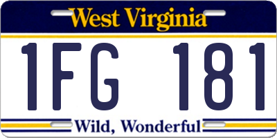 WV license plate 1FG181