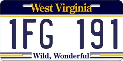 WV license plate 1FG191