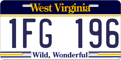 WV license plate 1FG196