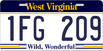 WV license plate 1FG209