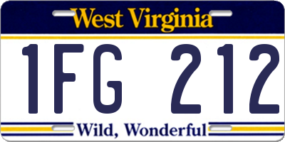WV license plate 1FG212