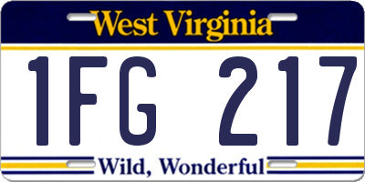 WV license plate 1FG217
