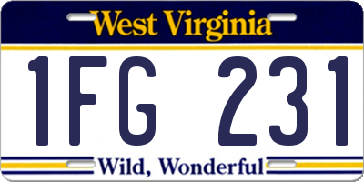 WV license plate 1FG231
