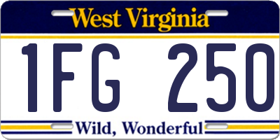 WV license plate 1FG250