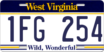 WV license plate 1FG254