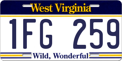 WV license plate 1FG259