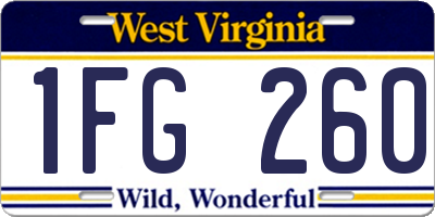 WV license plate 1FG260