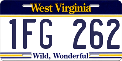 WV license plate 1FG262