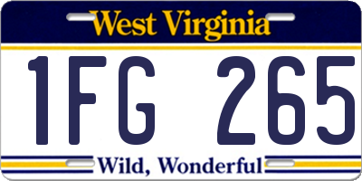 WV license plate 1FG265