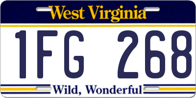 WV license plate 1FG268
