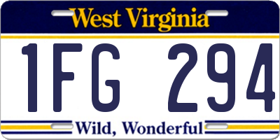 WV license plate 1FG294