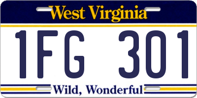 WV license plate 1FG301