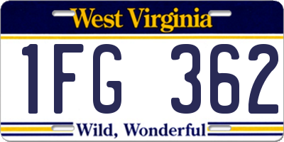 WV license plate 1FG362