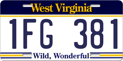 WV license plate 1FG381