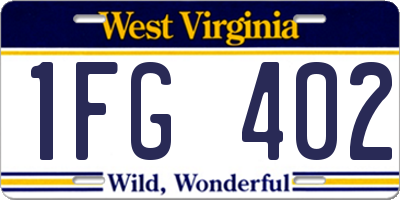 WV license plate 1FG402