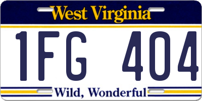 WV license plate 1FG404
