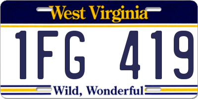 WV license plate 1FG419