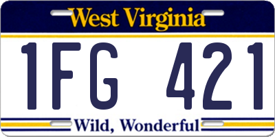 WV license plate 1FG421