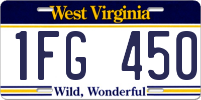 WV license plate 1FG450