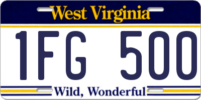 WV license plate 1FG500