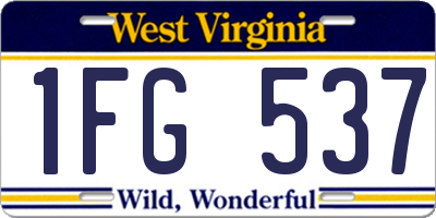 WV license plate 1FG537