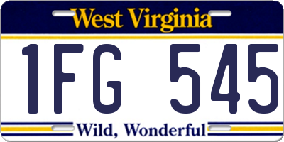WV license plate 1FG545